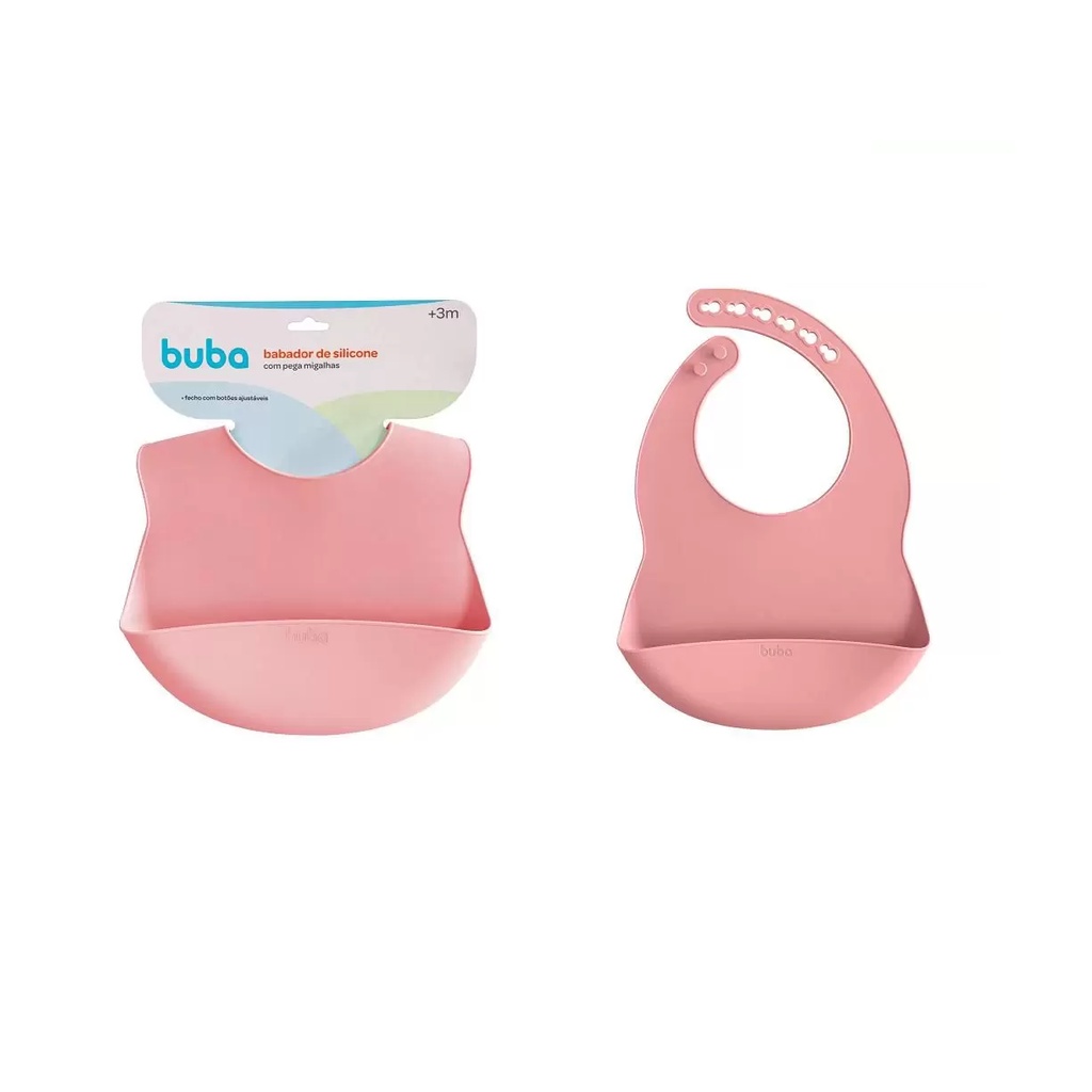 Babador Liso Rosa Azul Verde Pega Migalhas Em Silicone-Buba