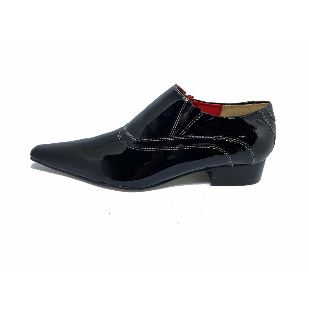 Sapato Masculino Italiano em Couro Social Executivo Preto Je Vais Bico Fino Ref: 313 Preto