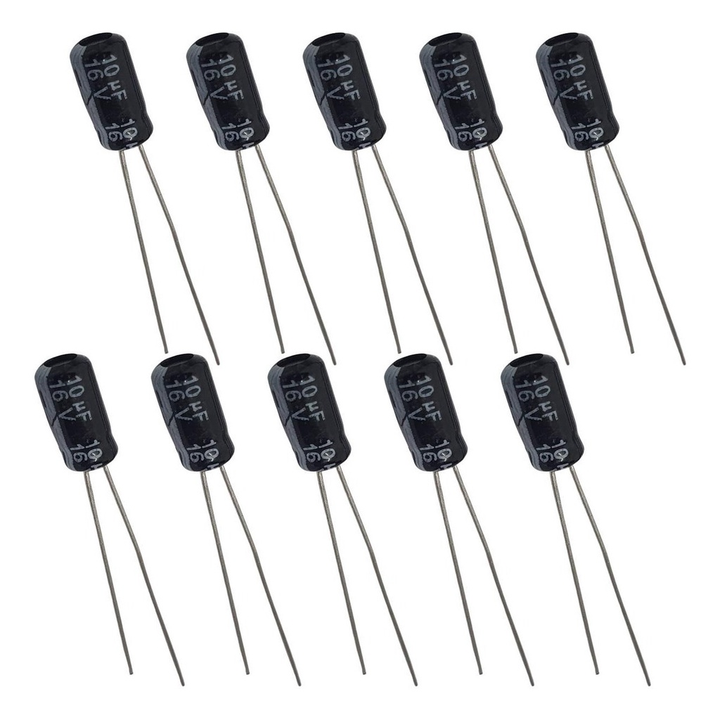 Capacitor Eletrolítico 10uF 16V  - Kit 10 Peças em Oferta na Shopee