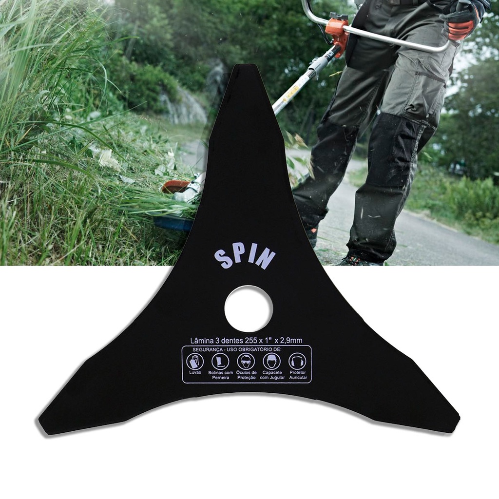 Lamina Roçadeira 3 Pontas Furo 25mm 1 Polegada Faca 25 cm 255mm Espessura 2,9mm Lâmina de Corte SPIN