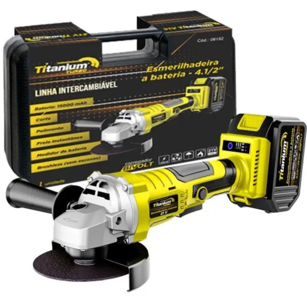 Esmerilhadeira A Bateria 4.1/2 21v Intercambiável Titanium - Home & Living