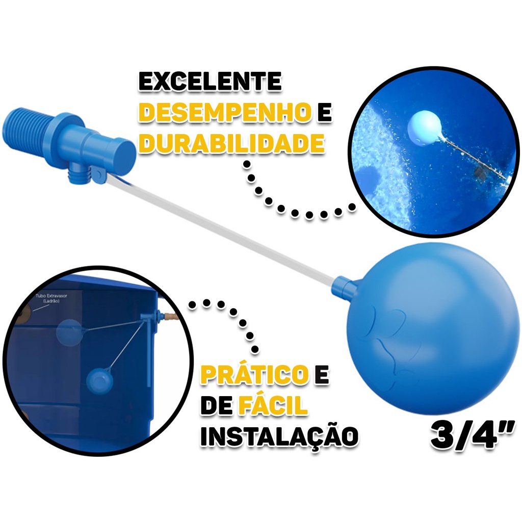 Torneira Boia P/ Caixa D'água Universal Alta Vazão Haste Alumínio Válvula 25mm Tigre Original em Oferta na Shopee