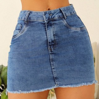 Mini Saia jeans cintura alta com elastano Peg Vest lycra PEGVEST em Oferta na Shopee