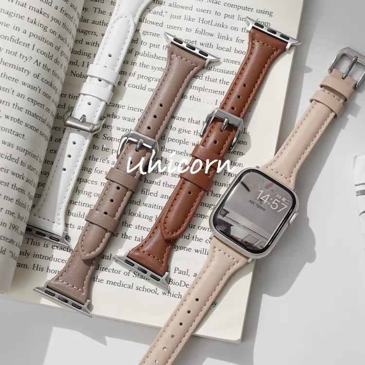 Pulseira De Couro Fina Para Apple Watch Band 46mm 42mm 44mm 40mm 41mm 38mm 49mm 44mm iwatch 10 9 8 45mm Bandas Ultra 2 7 em Oferta na Shopee