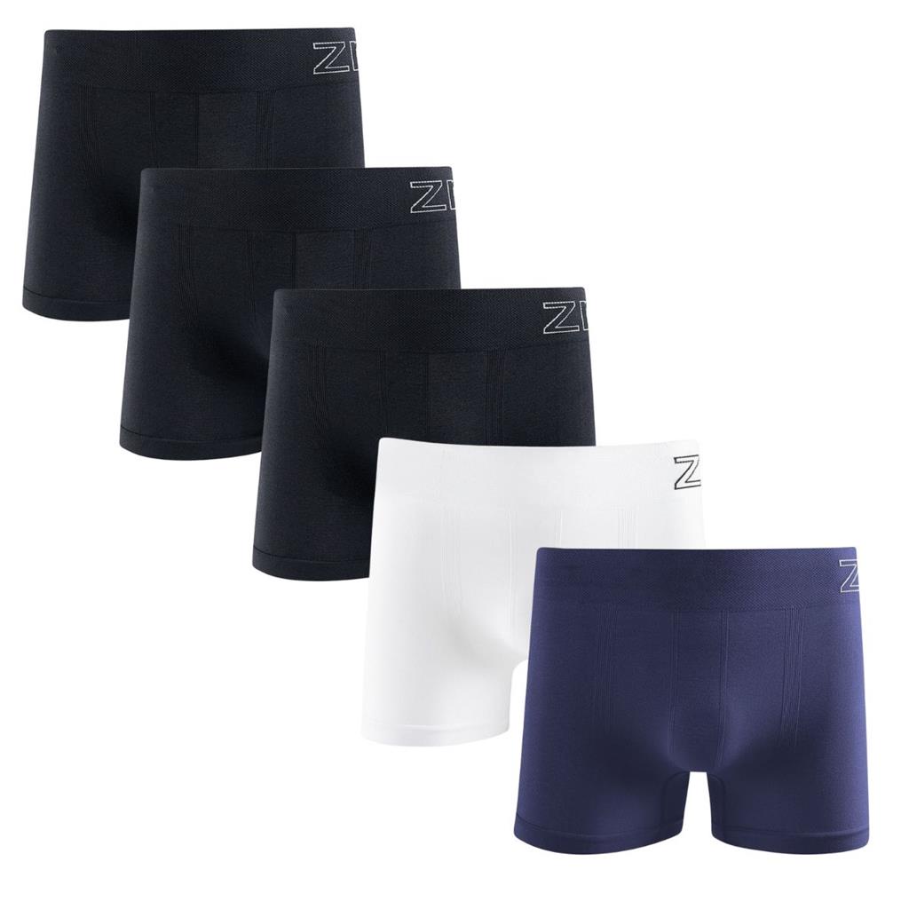 Kit 5 Cuecas Boxer Masculina Zee Rucci Pus Size Poliamida Sem Costura Lisa