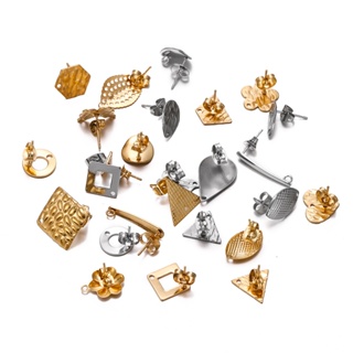 Brincos St. kunkka 10Pcs Brincos de aço inoxidável Brincos de coração Flor e Borboleta Cinco pontas em forma de estrela Pode ser usados para brincos de bricolage em Oferta na Shopee