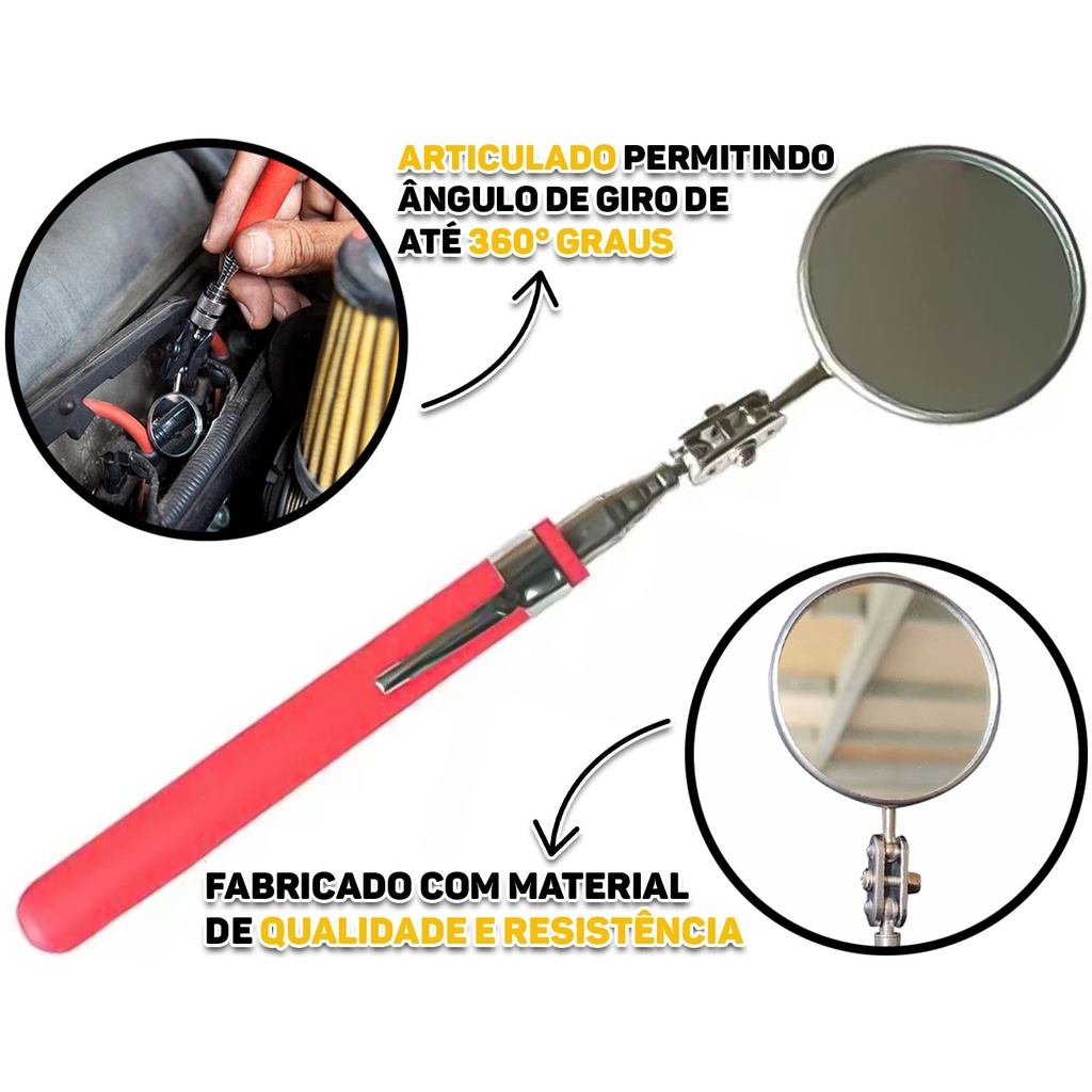 Espelho Localizador Inspeção de Solda Telescópico Haste Extensiva Mecânico Eletricista Stanley - Home & Living