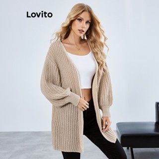 Lovito Casual Cardigãs Lisos De Tamanho Grande para Mulheres LBE01078 (Damasco)