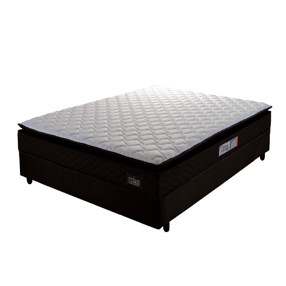 Cama Box Casal Colchão Espuma D45 Pillow Top Strong 138x188x62cm Marrom/Branco Hellen - Suporta até em Oferta na Shopee
