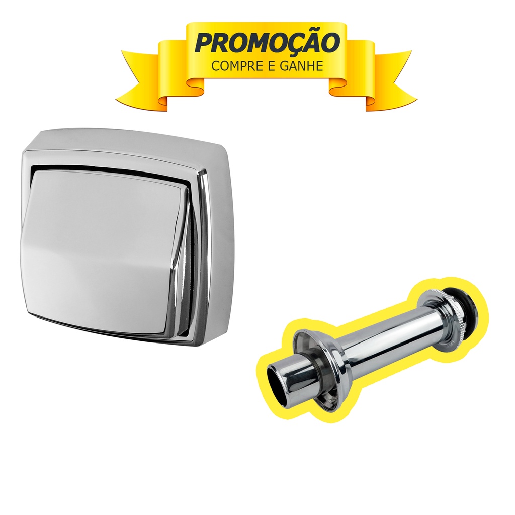 Acabamento Valvula Descarga Padrão Hydra Max Deca Cromado Abs + Tubo Ligação Bacia Sanitária Cd.5021