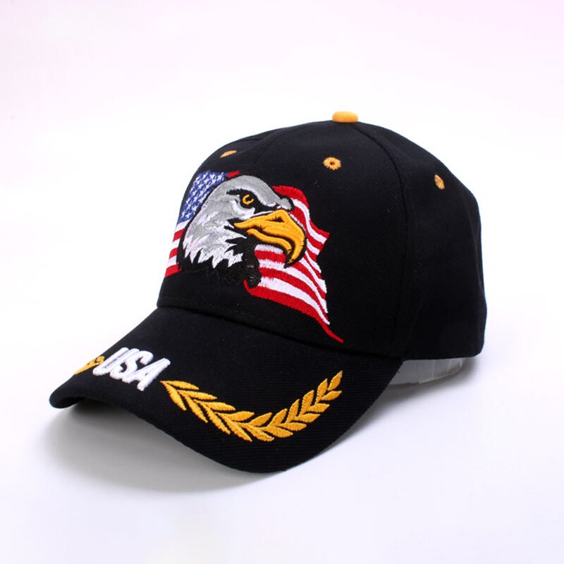 Boné De Basebol Masculino E Feminino Snapback Bordado Águia Americana Bandeira 3d Dad Black Trucker Cap .