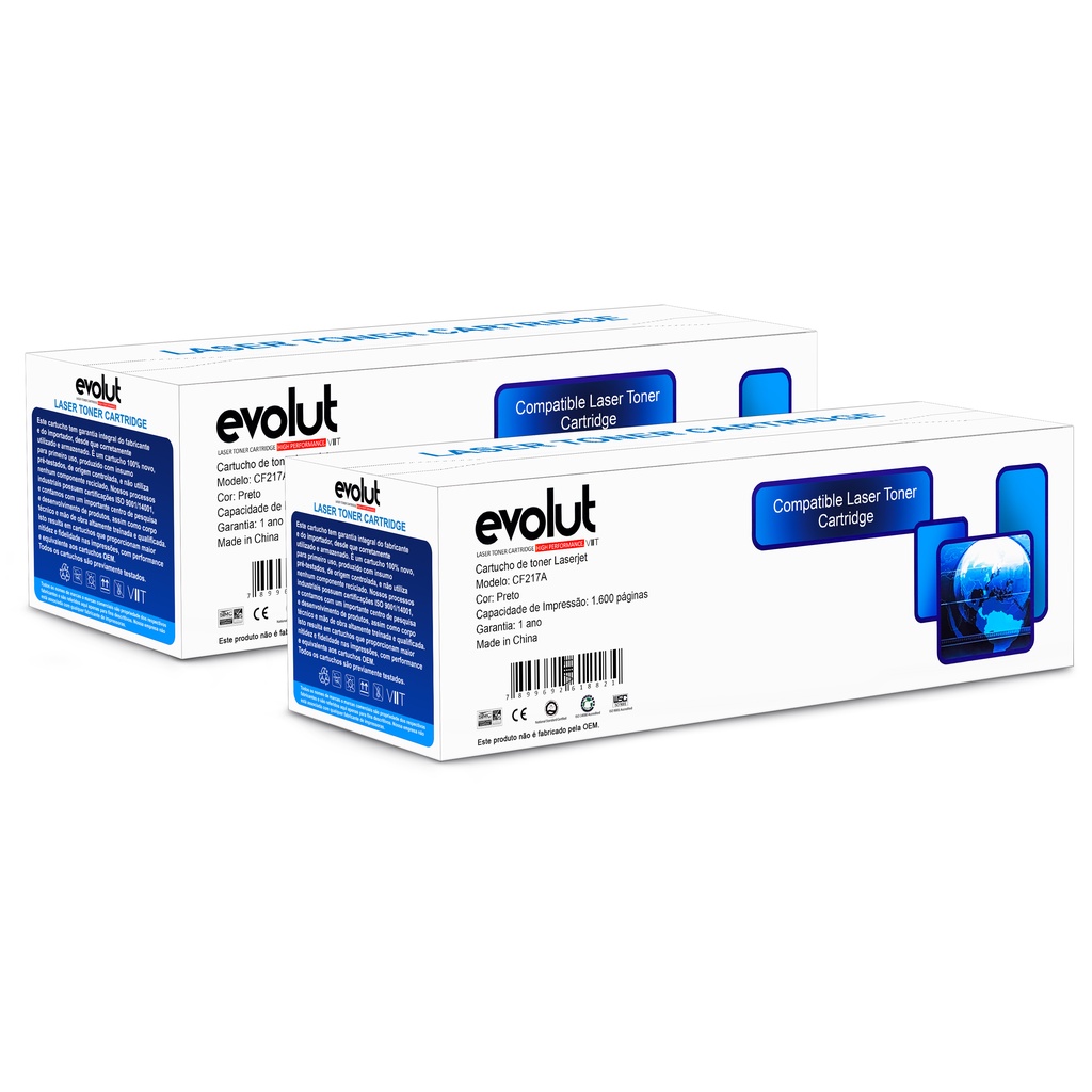 Kit 2 Toners Hp 217a 17a Com Chip Compatível Laser Mfp M130 M102 M130A M102A M102W Evolut - Original Com Nota Fiscal