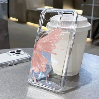 Luxo INS Borboleta Rosa Transparente Para iPhone 15 Pro Max 13 12 11 14 XS XR X 7 8 14 15 Plus SE 2020 Mini Capa Macia