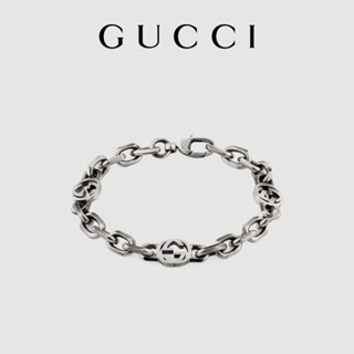 [Com Caixa] Estoque Pronto GUCCI GUCCI GUCCI Interbloqueio Duplo G Bracelete de Prata Casal Presente