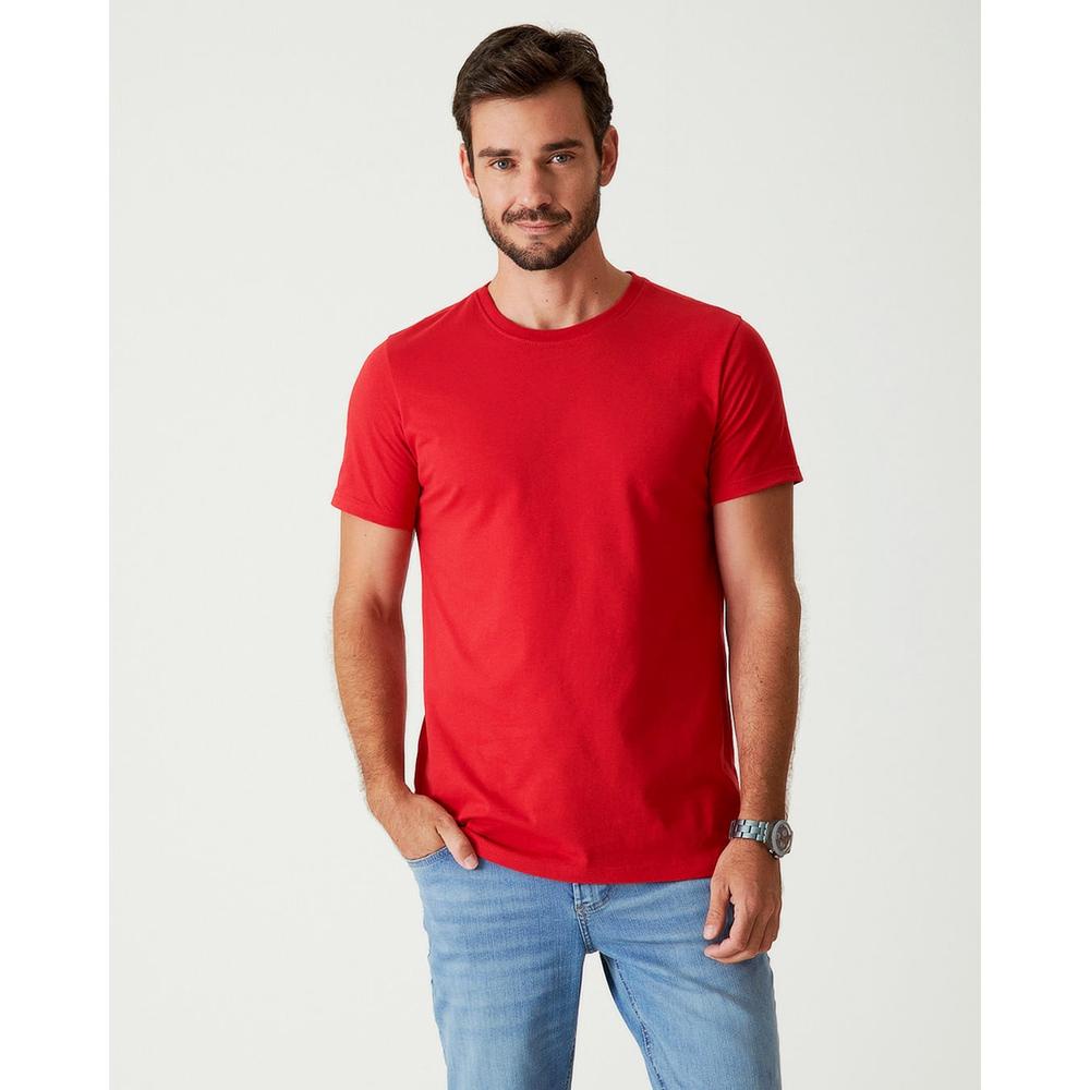 Camiseta Básica Masculina Decote Redondo Pesponto Em Meia Malha em Oferta na Shopee