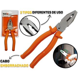 Alicate Universal Aço Polido 8 Polegadas Cabo Emborrachado Profissional Multiuso P/ Puxar Prender Cortar em Oferta na Shopee