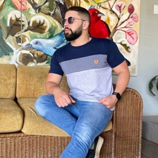 Camiseta Masculina Em Algodão Fio 30 Penteado Com Elastano em Oferta na Shopee