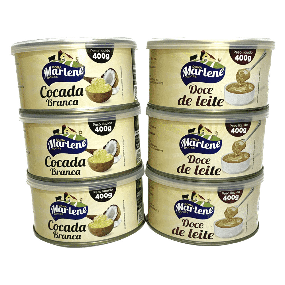Kit 3 Doce De Leite E 3 Cocada Branca Dona Marlene Doces