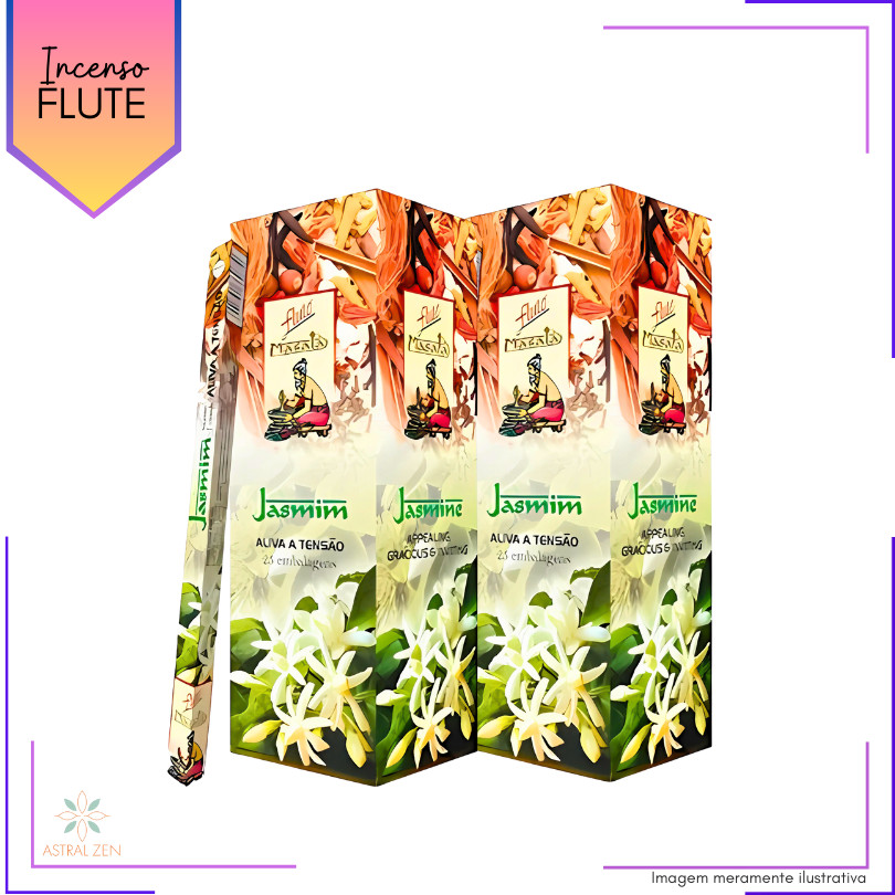 Incenso Massala Flute Jasmim - Kit com 4 Iguais ou Variados