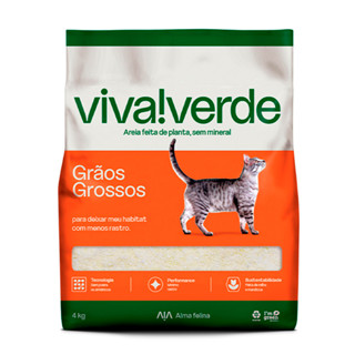 Areia Higiênica Para Gatos Biodegradável Viva Verde Grãos Grossos 4kg em Oferta na Shopee