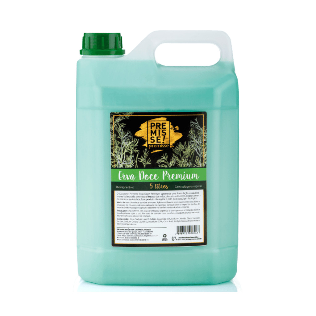 Sabonete liquido/gel glicerinado/gel Erva Doce premium Premisse 5lts