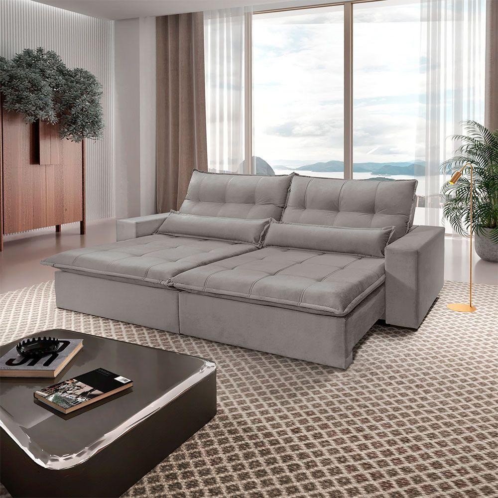 Sofá Grecia Veludo 02 Módulos De 100m B25cm Meu Sofá Online B026 Veludo Prata