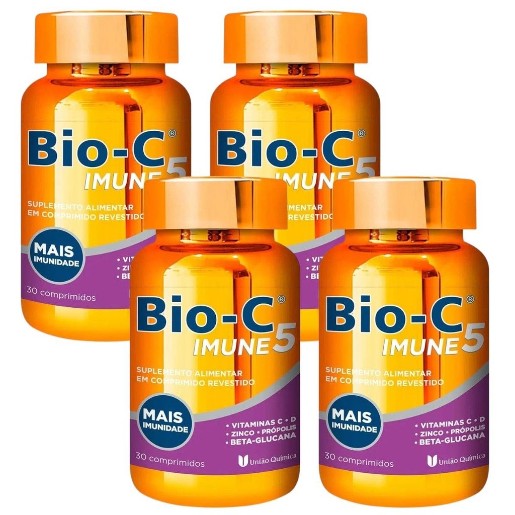 Kit Bio-C Imune 5 Com 4 Unidades De 30 Comprimidos Cada em Oferta na Shopee