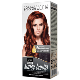 Coloração Super Bonita 7.4 - Louro Médio Acobreado Probelle probelle em Oferta na Shopee