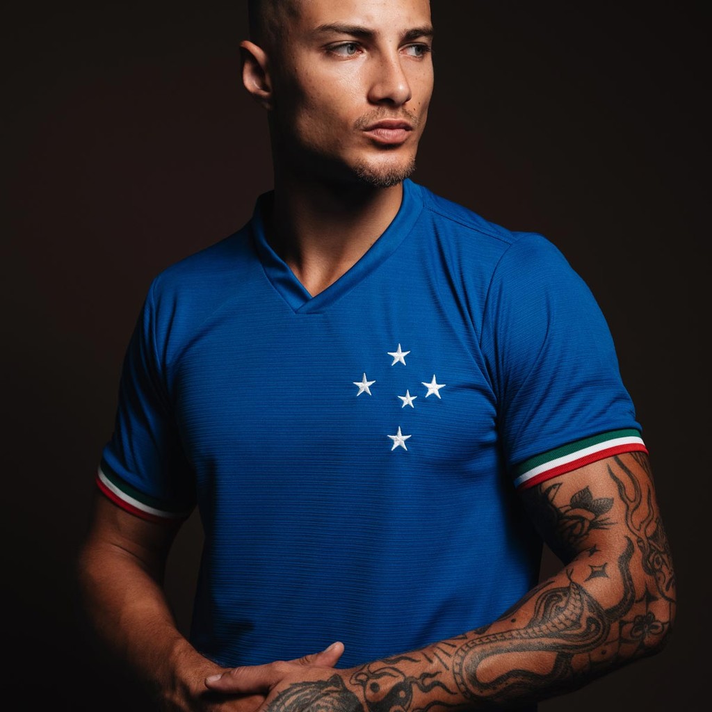 Camisa Cruzeiro Retrô Palestra Azul Masculina Oficial em Oferta na Shopee