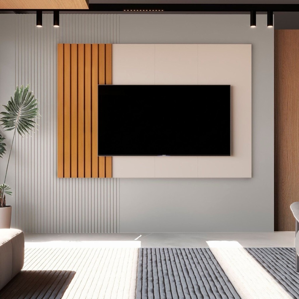 Painel para Tv até 70 Polegadas Ripado 180cm Boto Off White/Nature em Oferta na Shopee