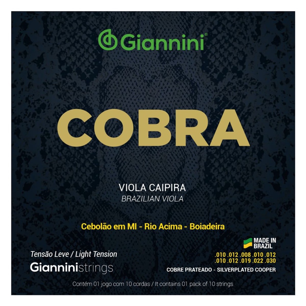 Kit 5 Encordoamento Viola Giannini Cobra GESVL Cobre Prateado Leve
