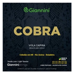 Kit 3 Encordoamento Viola Giannini Cobra GESVL Cobre Prateado Leve