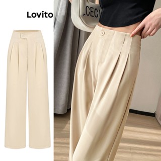 Lovito Casual Lisa Calça Feminina com Botão e Bolso L65ED078 (Damasco)