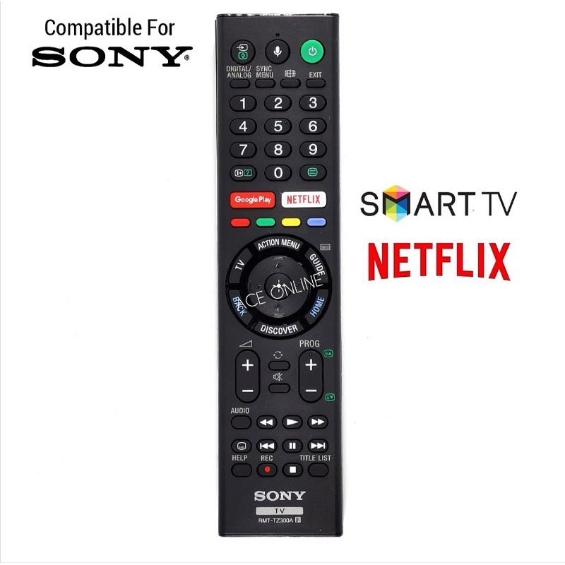 Controle Remoto Sony Smart TV RMT-TZ300A Com GooglePlay & Netflix Compatível Todas As Tvs LCD Bravia LED Android OLED