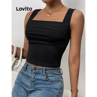 Lovito Regata com Babado para Mulheres LBE04044 (Preto)