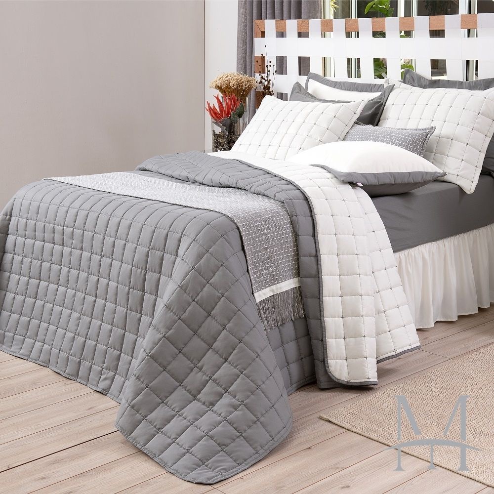 Cobreleito Casal Lavive Diana 05 Peças Dupla Face Gris Cinza