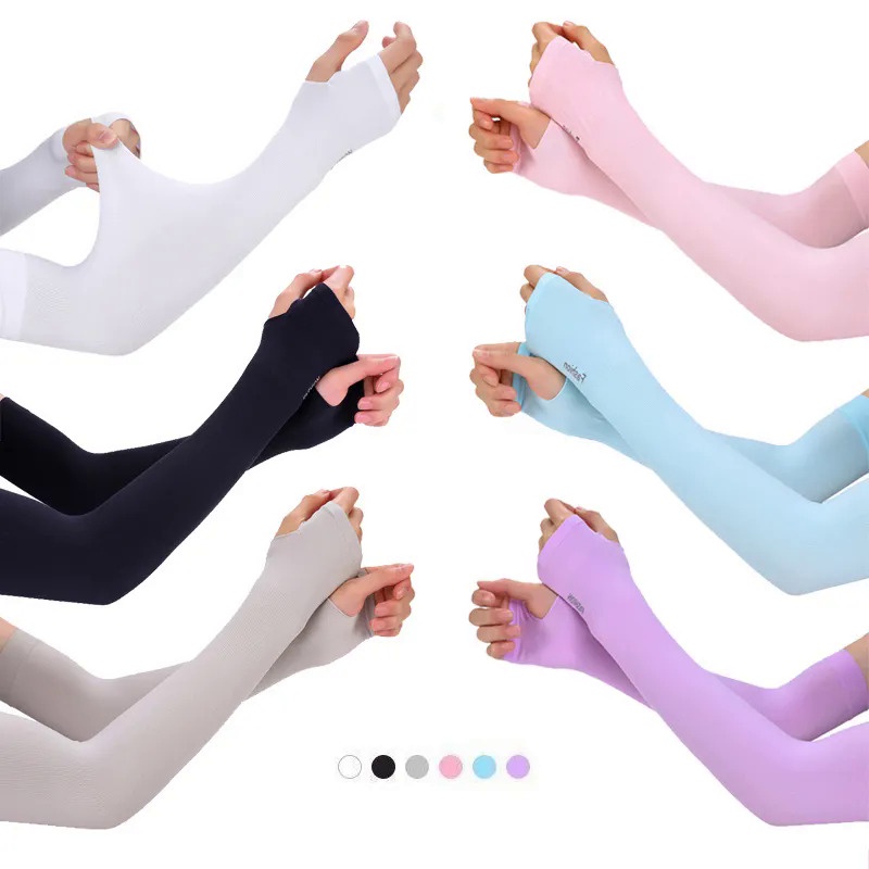 1 par unisex luvas de braço esportes ao ar livre uv gelo seda proteção solar braço cobre ciclismo correndo pesca respirável cotovelo capa em Oferta na Shopee