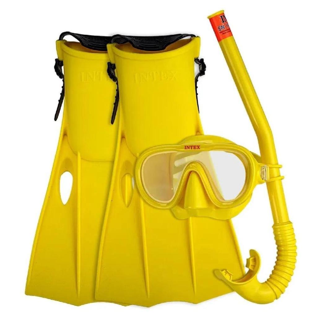 Kit Mergulho e Natação Máscara Snorkel e Nadadeira Intex