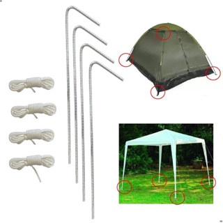 Kit 4 Estacas Longas 26cm + 4 Cordas de amarração 3m/cada p/ Gazebo Barracas Gancho Praia Camping em Oferta na Shopee
