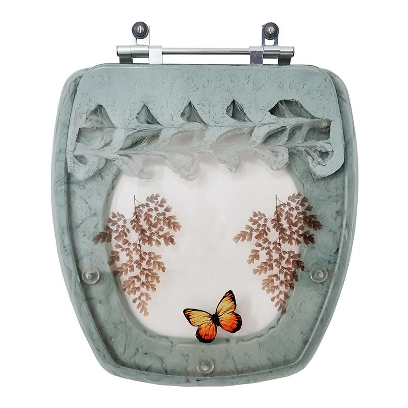 Assento Sanitário Thema Verde Claro Decorado Borboleta Para Incepa