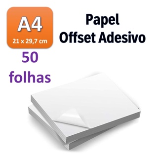 Papel Offset Adesivo A4 com 50 fls em Oferta na Shopee