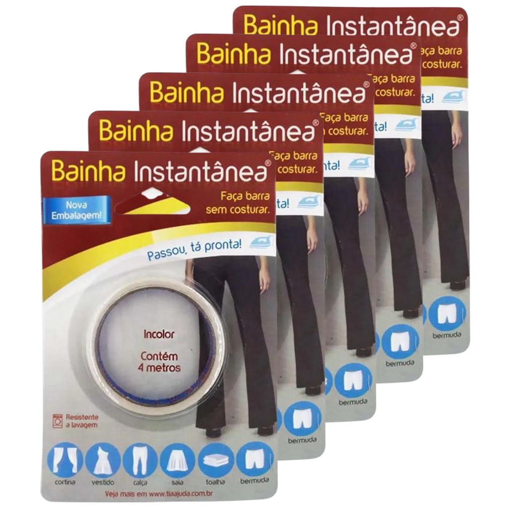 Kit 05 Fitas Bainha Instantânea Magica Faça Barra Sem Costuras em Oferta na Shopee