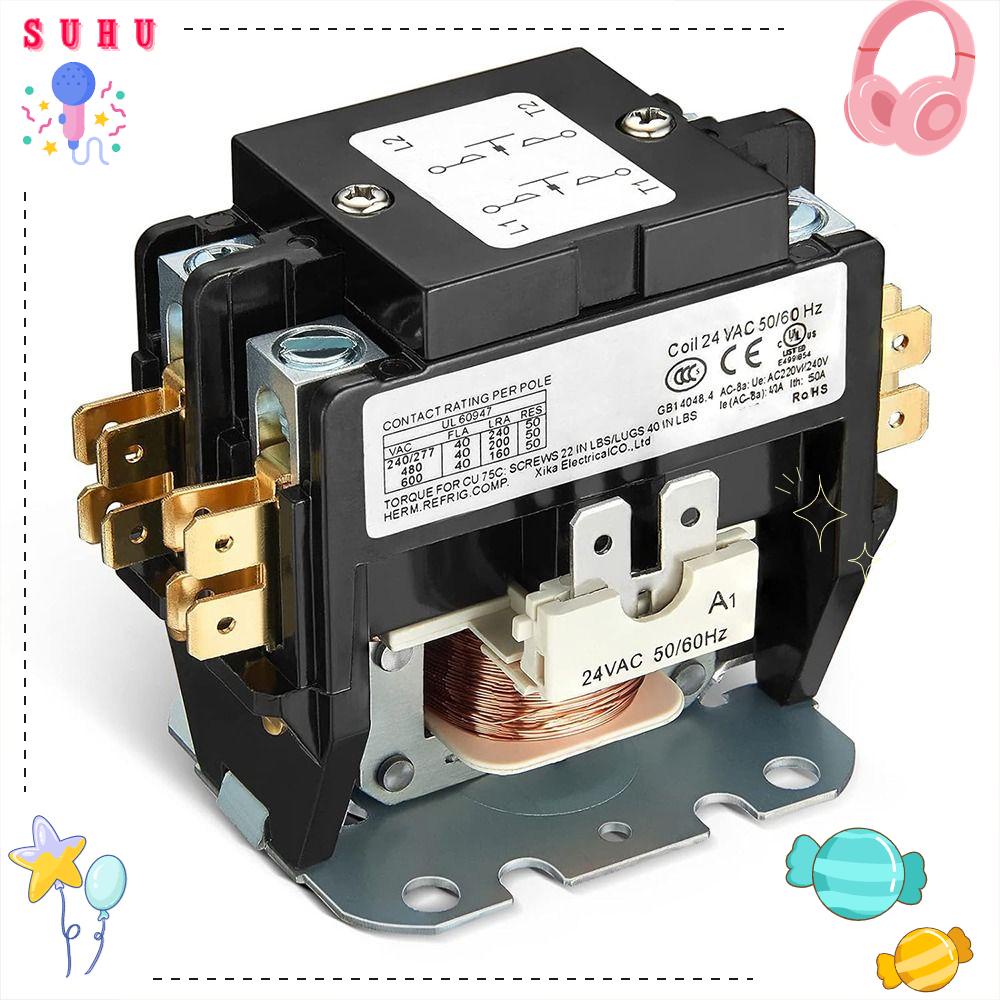 Contator Compressor De Condensador SUHU , De Ar Condicionado De Bobina 24V 40Amp Portátil De 2 Pólos AC Aparelhos Domésticos
