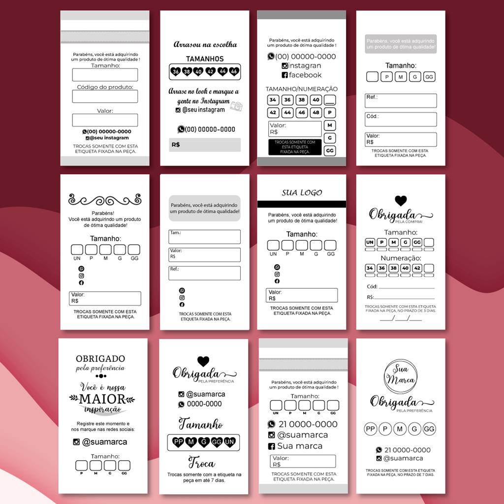 5.000 Etiquetas Tags Personalizadas para Roupas Espessura Grossa 9x5 cm