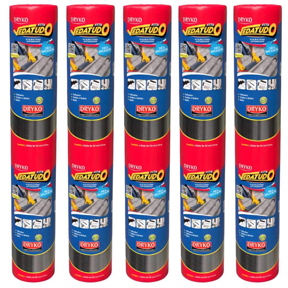 Fita Autoadesiva Asfáltica Vedatudo 90cm X 10m 5 Uni DRYKO em Oferta na Shopee