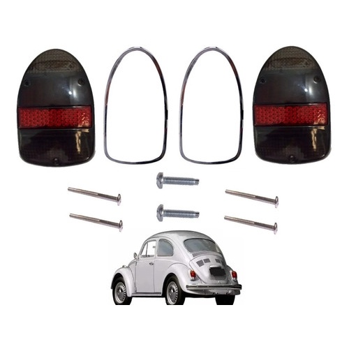 Lente + Aro + Parafuso Lanterna Traseira Fusca 1500 Fume em Oferta na Shopee
