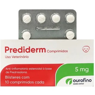 Prediderm 5mg 10 com Comprimidos Ouro Fino Cartela Avulsa Cães e Gatos