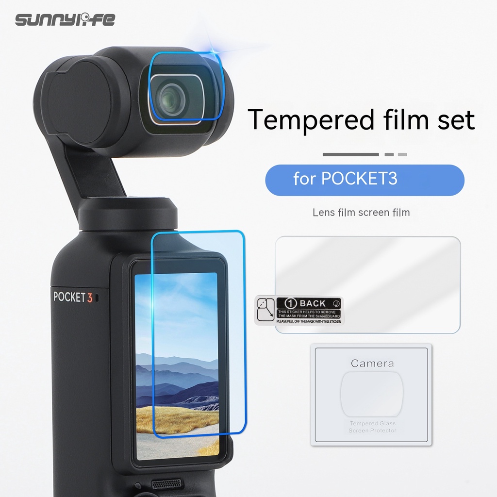 Sunnylife Adequado para DJI OSMO POCKET 3 Acessórios de Película Temperada Película Protetora de Lente Tela HD à Prova de Explosão