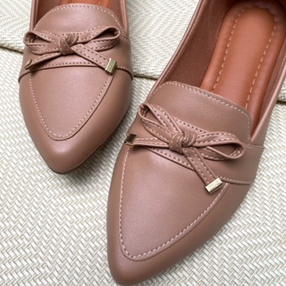 Sapatilha Mocassim Feminina Bico Fino Napa Nude em Oferta na Shopee