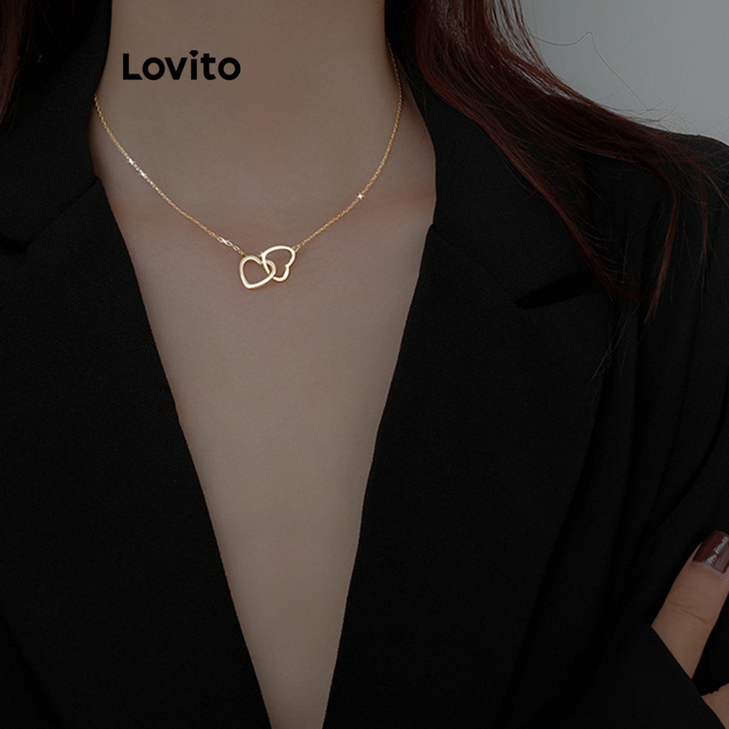 Lovito Casual Colar Feminino de Coração LNA28111 (Dourado/Prateado)